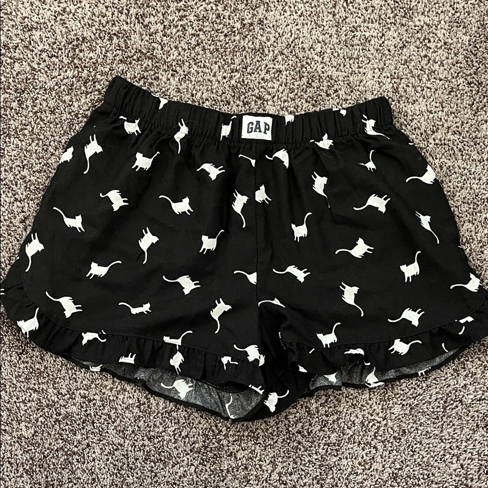 GAP Girls Black Pajama Bottoms with White Cat Print